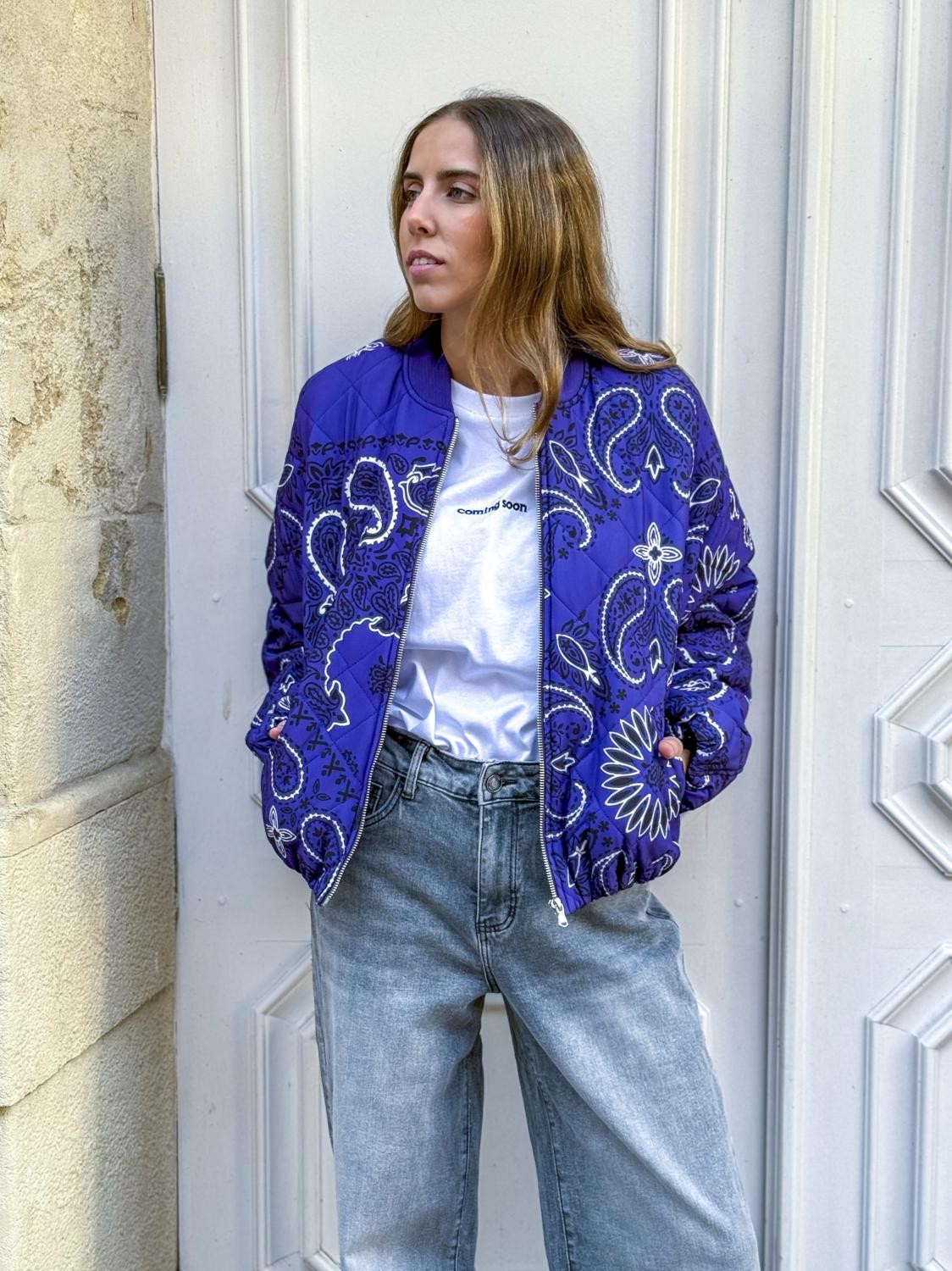 CHAQUETA ACOLCHADA BANDANA REBEL - MORADO