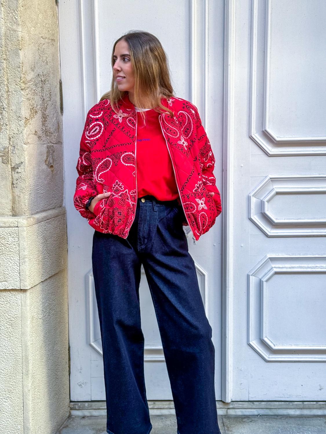 CHAQUETA ACOLCHADA BANDANA REBEL - ROJO