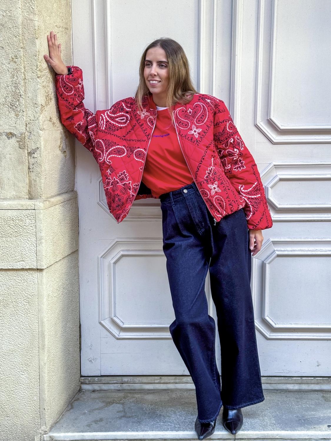 CHAQUETA ACOLCHADA BANDANA REBEL - ROJO